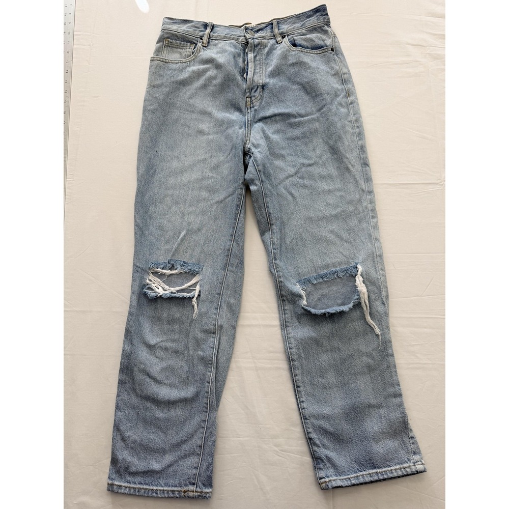 PacSun High Rise Straight Jeans Womens 28 Blue Light Wash Distressed 30x28 Denim